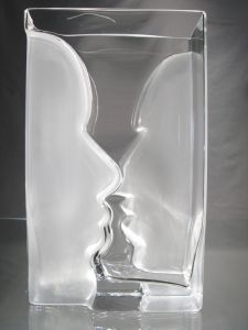 Vase Transparent Rectangulaire Deux Visages opaque