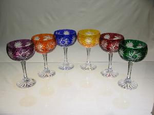 Coupes à Champagne Taille Diamant Cristal Couleur de Bohème 
