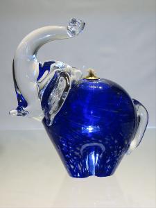 Eléphant collection Murano Bleu or lampe à huile 