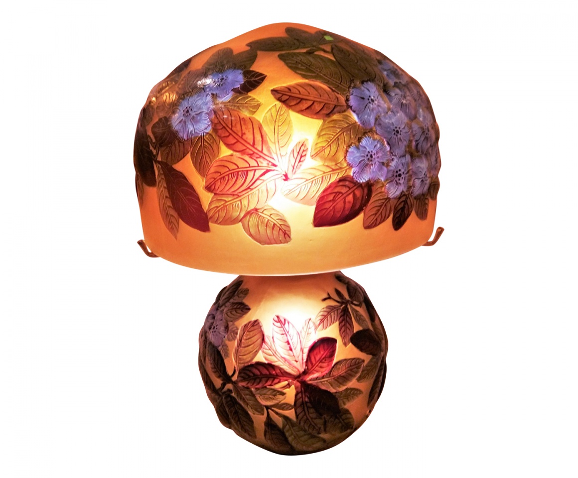 Lampe Tip Gallé Rhododendrons bleu 45 cm  Géante
