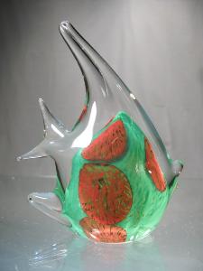 Poisson Scalaire Vert et Rouge Collection Murano