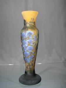 Vase soliflore Tip Gallé décor Glycines Bleu