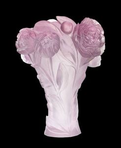 Vase Daum Cristal collection Pivoine blanc rosée 38cm