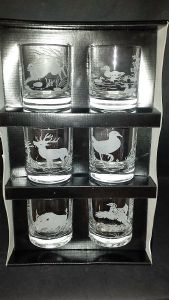 Verres à whisky ou apéritif décor chasse 