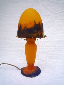 Lampe champignon orange ocre et bleu tIp Muller