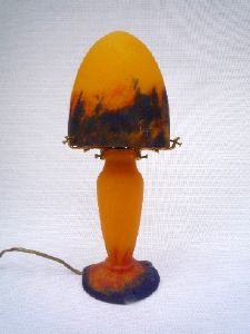 Lampe champignon orange ocre et bleu tIp Muller