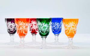 Verres à digestifs en Cristal de Bohème forme tulipe