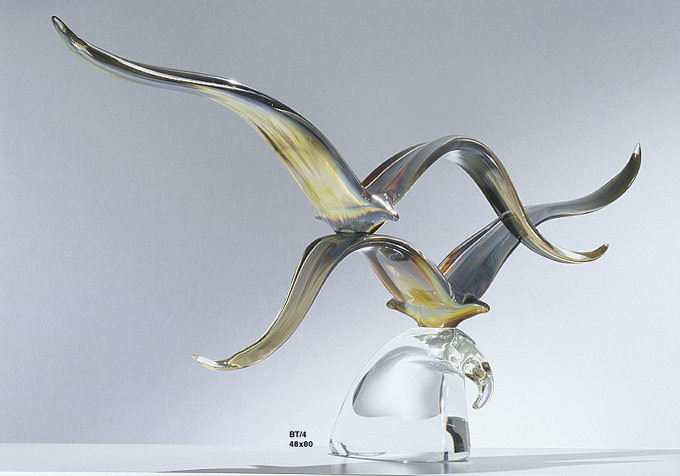 Mouettes Seagulls Cristal Art Murano Zanetti multicouleur 