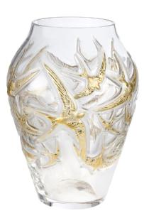 VASE Lalique Hirondelles GM tamponné or 