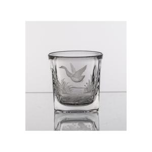 Carafe et 6 verres à whisky "chasse " en cristal taille main