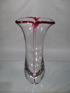 Vase uni avec filet rubis Murano 31 cm