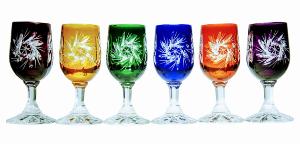 Verres à digestif en Cristal de Bohème en couleurs