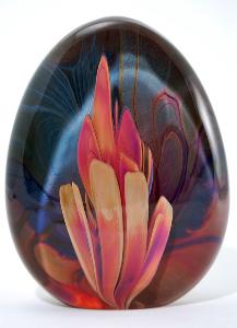 Sulfure Oeuf inclusion fleurs verre artistique Murano Zanetti 