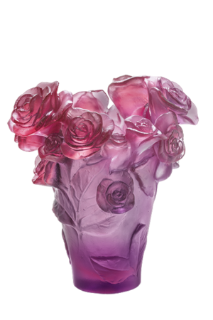 Vase Rose Passion Daum 17 cm Rouge Violet