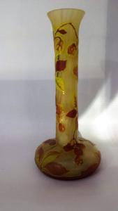 Vase Tip Gallé Soliflore " Framboise jaune marron" 
