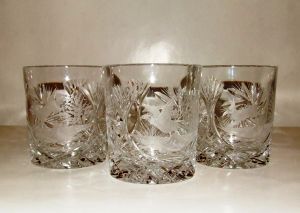 Ensemble Carafe et 6 verres à whisky "chasseur " en cristal 