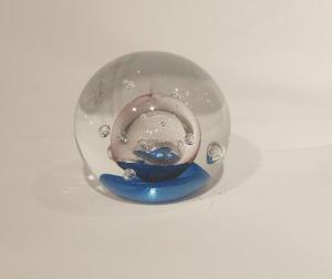 Sulfure , presse papier ronde bleu boule 7cm