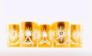  6 Verres à whisky petit modèle dorés  Cristal de Bohème