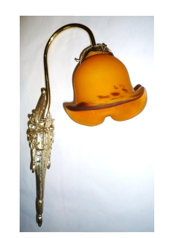 Applique dorée pate de verre fleur miel tip muller