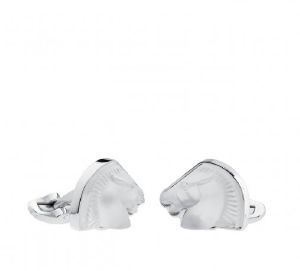 Boutons de Manchettes Cristal Lalique mascottes Cheval