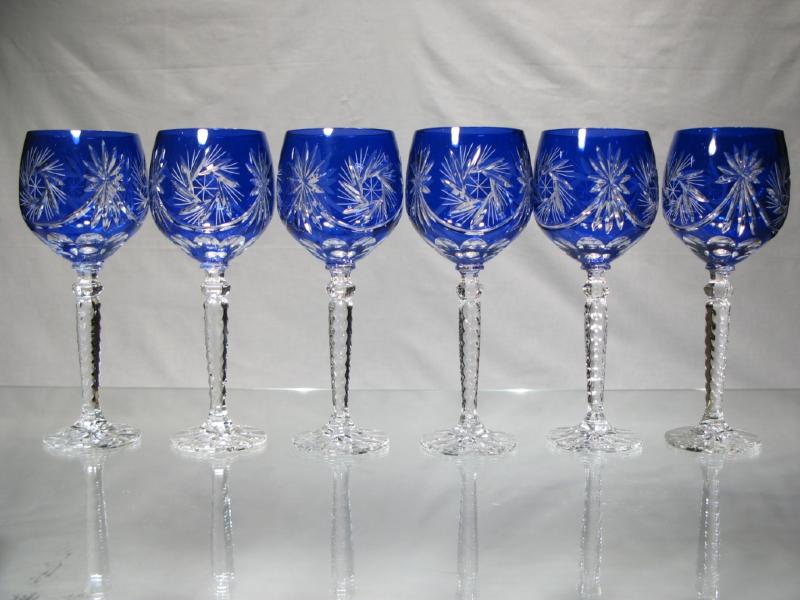 Verre Vin Roemer Cristal Taillé verre cristal couleur bleu cristal de boheme roemer bleu