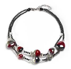 Collier Murano Antica Murrina Oriental deux rangs Rouge Argent