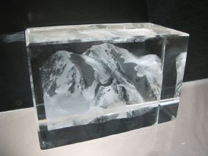 Cube en cristal grave au laser 3D HD Mont - Blanc