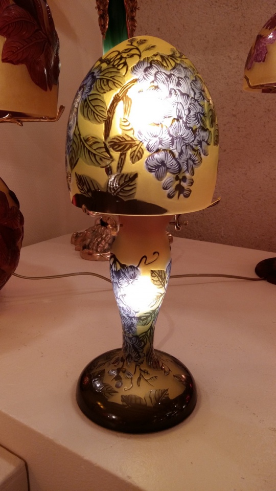 Lampe Tip Gallé " Fleurs bleu " 30 cm 