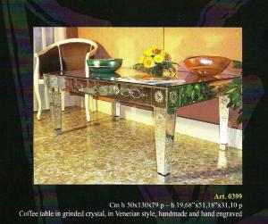 Table basse miroir cristal taillé murano voltolina