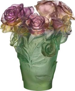 Vase Rose Passion Vert Rose Daum 17 cm