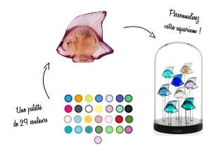 Aquarium avec cloche transparente pour 8 Poissons Lalique 