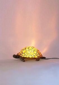 Lampe Tortue en Ambre et Bronze