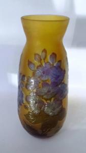 Vase Tip Gallé " Fleurs bleus violettes nature " 