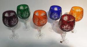 Service 6 Verre à vin cristal bohème 6 couleur  