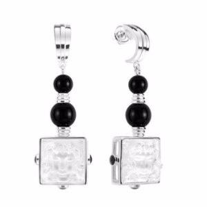 Boucles d' oreilles Arethuse noir Cristal Lalique Argent 925