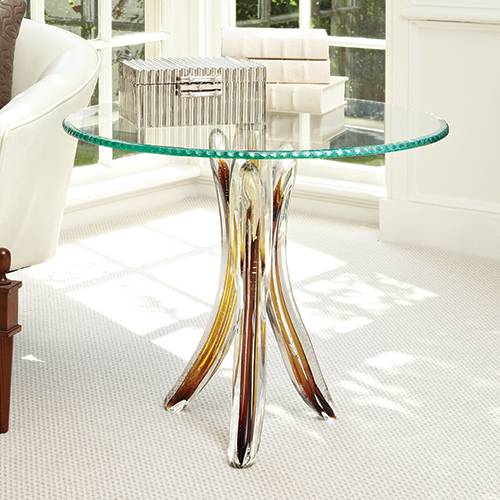 Petite Table Ronde Pied couleur ambre collection Murano 