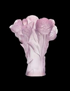 Vase Daum Cristal collection Pivoine blanc rosée 23cm