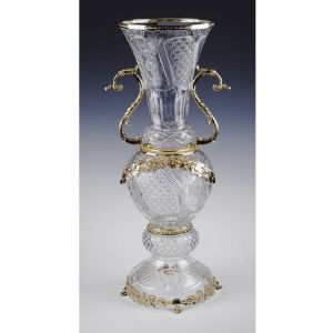 Vase 3 pieces Cristal de Paris Empire 100 cm Monture Bronze