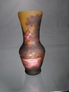 Vase soliflore Tip Gallé décor paysage  Rouge