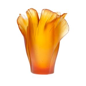 Vase Ginkgo Daum ambre 17 cm