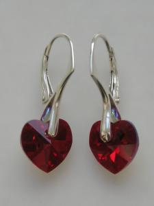 Boucles d' oreilles Swarovski coeur monture argent 925