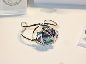 Parure Marazzini Fleur Cristal Swarovski turquoise violet