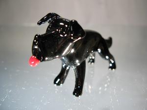 Chien Labrador noir miniature en cristal de boheme