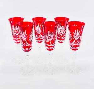 Flutes à Champagne rouge Cristal de Bohème Etoile Diamant ouverte