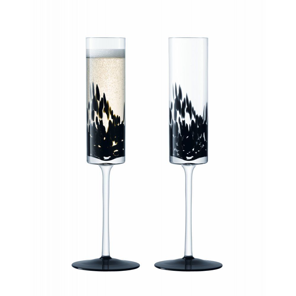 Flutes Champagne moderne Taches noir duo ou par 6