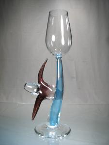 Murano Art Collection : Verre Vin Champagne Danseur Acrobate Bleu