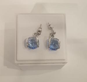Boucles Marazzini Simple Cristal Swarovski bleu clair 