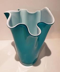 Vase Eventail Bleu et blanc