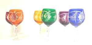 Service 6 Verre à vin cristal bohème couleur forme bombée