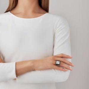 Bague Arethuse noir Cristal Lalique Argent 925
